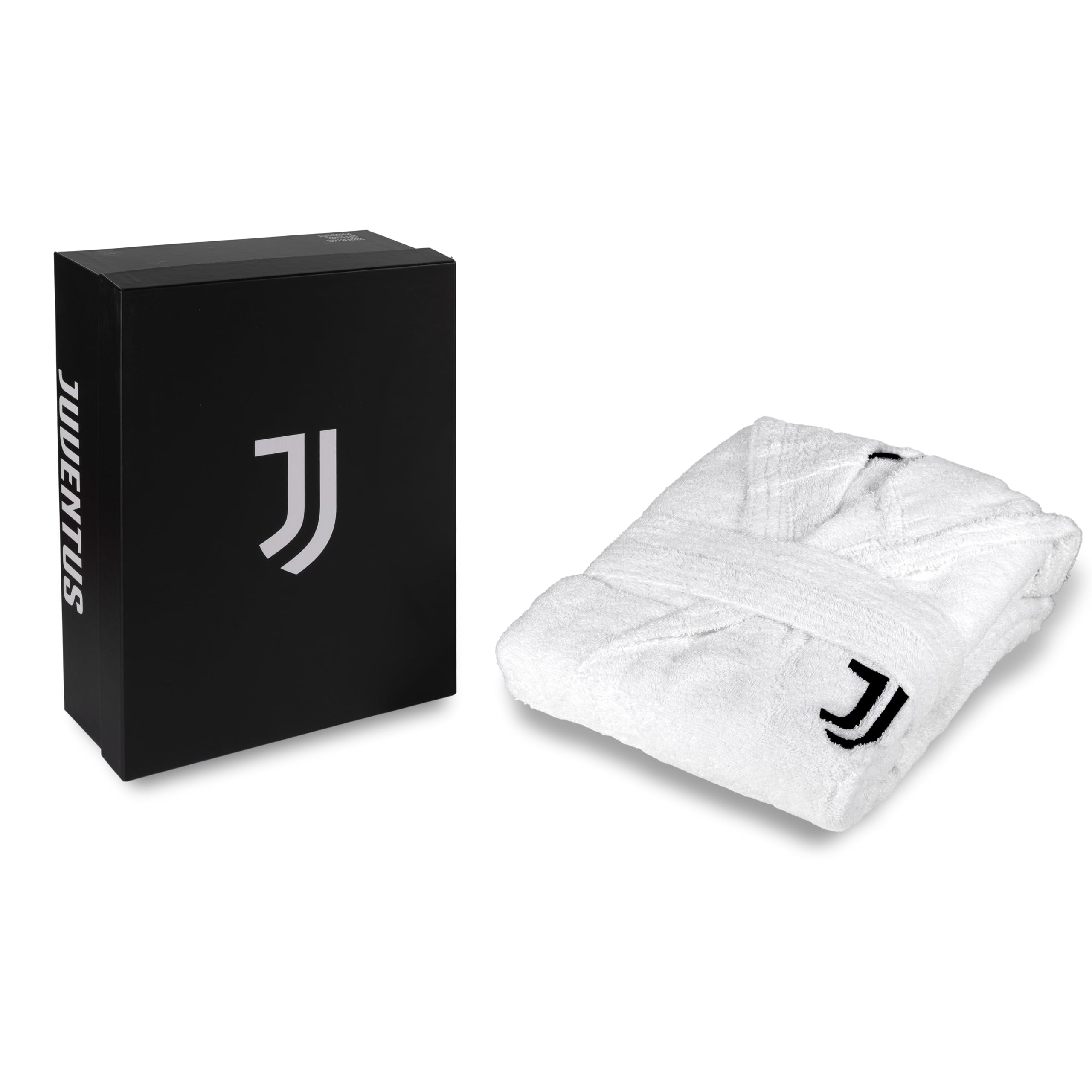 hermet Juventus Unisex Hooded Bathrobe Terry Towelling 380gsm 100% Cotton Juventus Logo Heart Side Small
