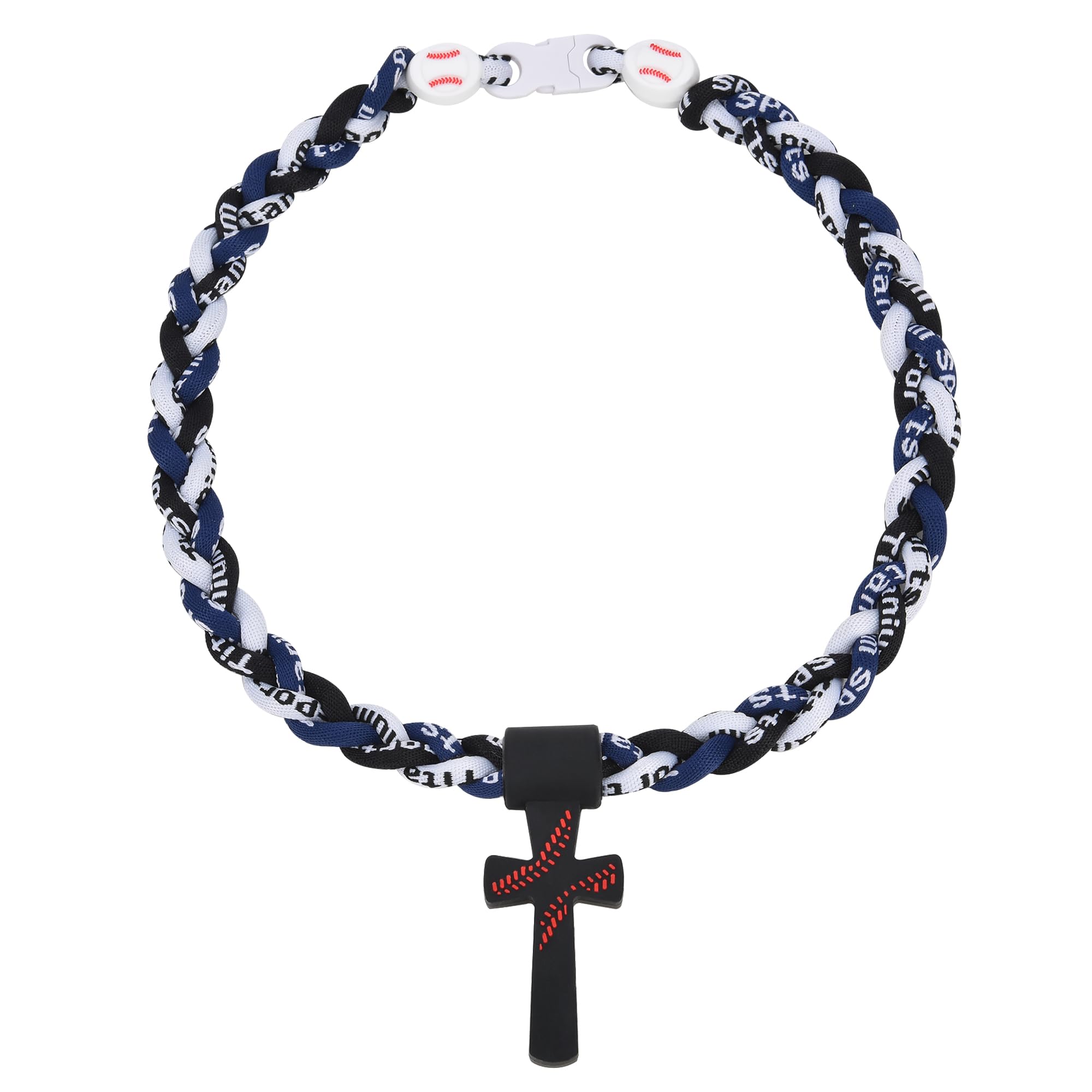 Kehuify Baseball Necklaces for Boys, Baseball Necklace Three-Braid Rope Tornado Cross Necklace Sports Titanium Necklace Baseball Rope Necklace