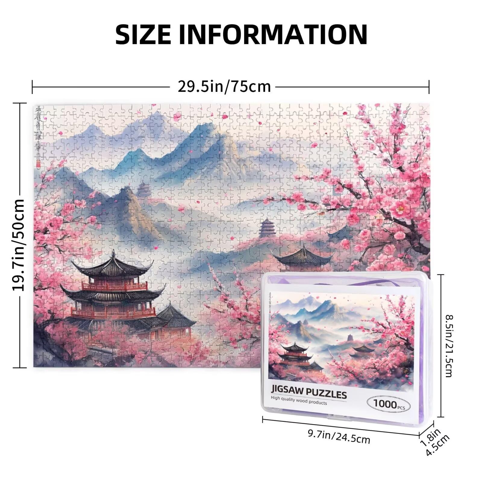 Puzzle Japonia, 3000 elementów, krajobraz, puzzle dla dorosłych, z pudełkiem na prezent, duże drewniane puzzle dla dorosłych, gra zręcznościowa dla całej rodziny, prezenty dla kobiet, 81 x 122 cm