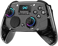 AOC Wireless PC Controller with Interactive Screen, Hall Effect Joysticks, Multi-Platform for PC/Switch 2/iOS/Android, RGB, 1000mAh Battery (Black)
