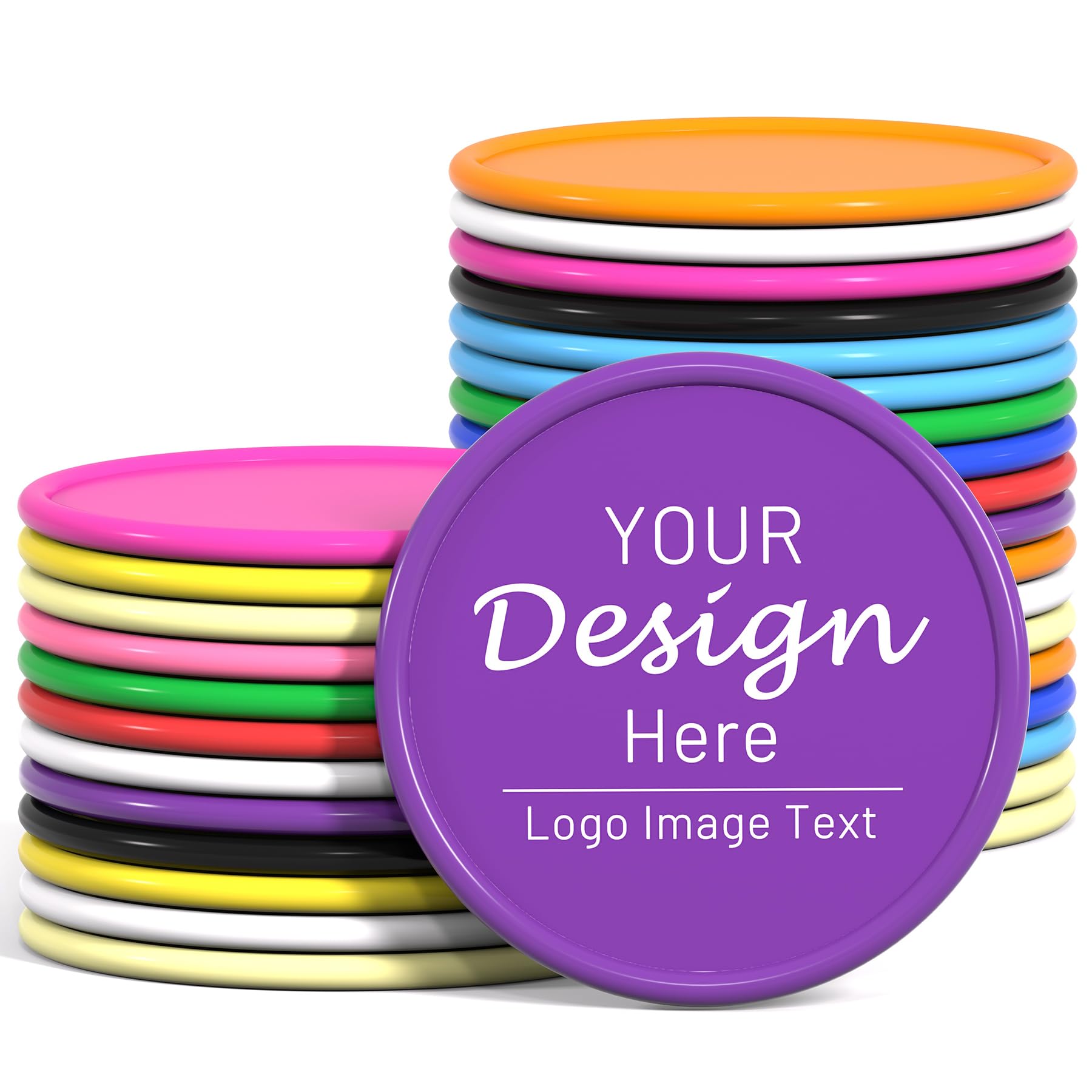 200 Jetons de Poker Personnalisés pour 12 Couleurs, Imprimez Votre Propre Logo Personnel, Texte et Image, Idéal pour Jetons de Boisson, Jetons de Bar, Fête, Golf et Favoris de Mariage