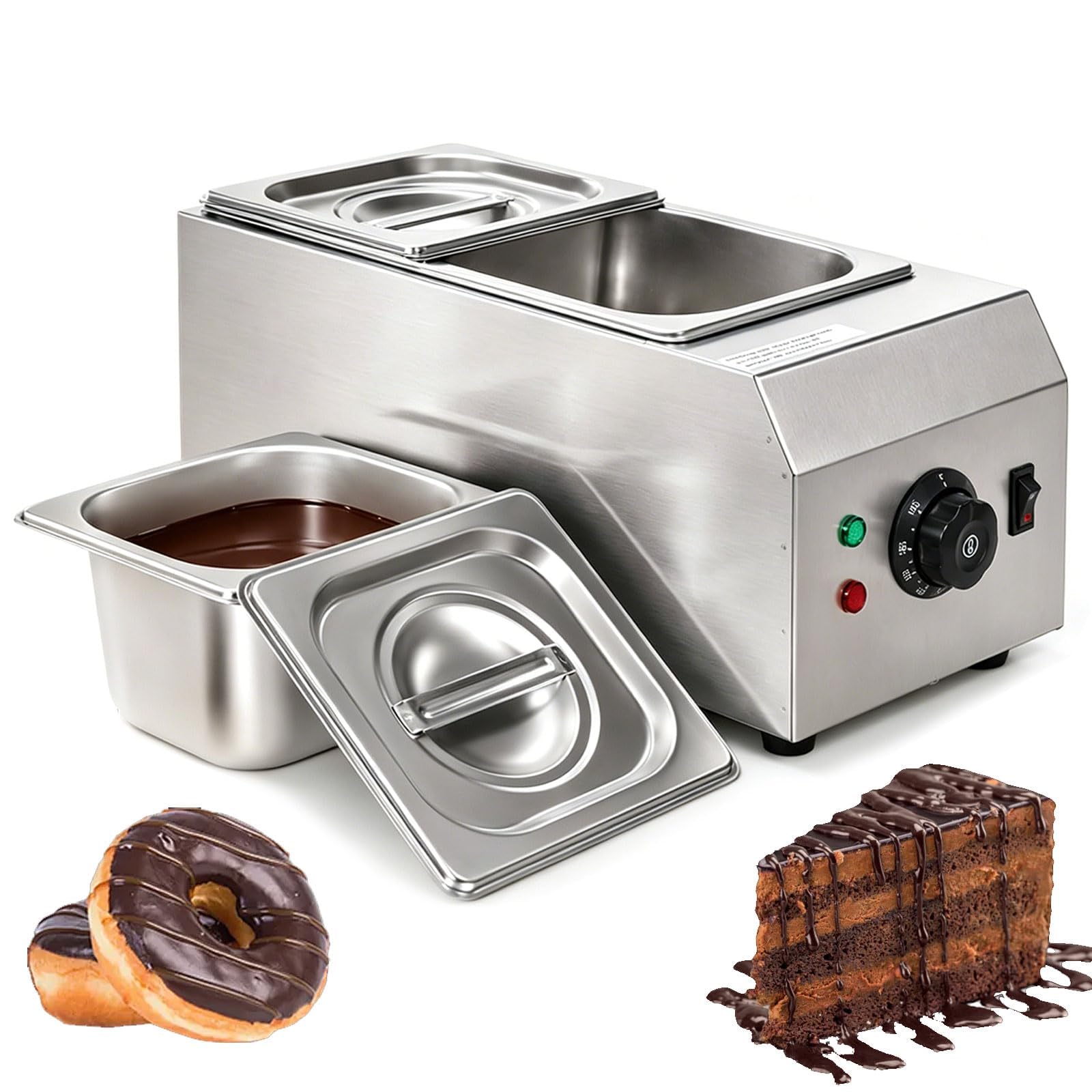 Máquina de templado de chocolate comercial, 4 L, 1000 W, olla de fusión de doble tanque