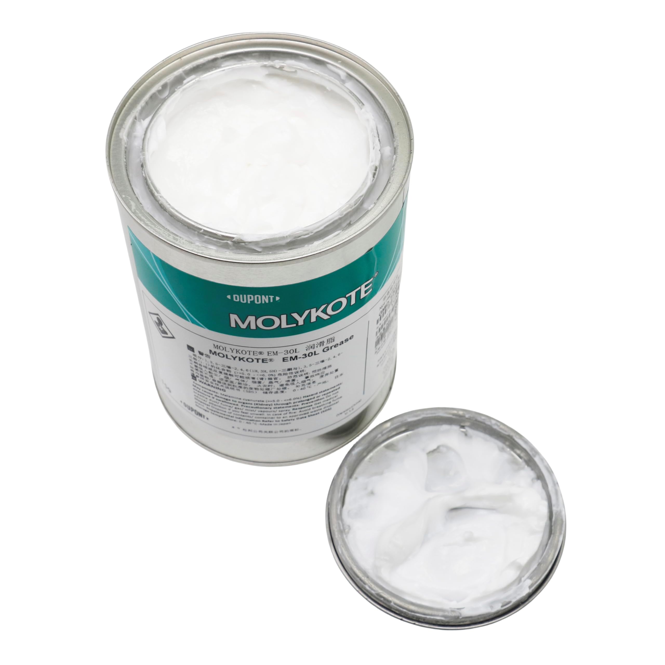 Molykote EM-30L Grease 1kg Lubricante para Componentes Plásticos Automotriz Electrodomésticos Engranajes Caja de Engranajes Bomba Base PAO Larga Vida Útil Lubricación de Caucho y Elastómeros