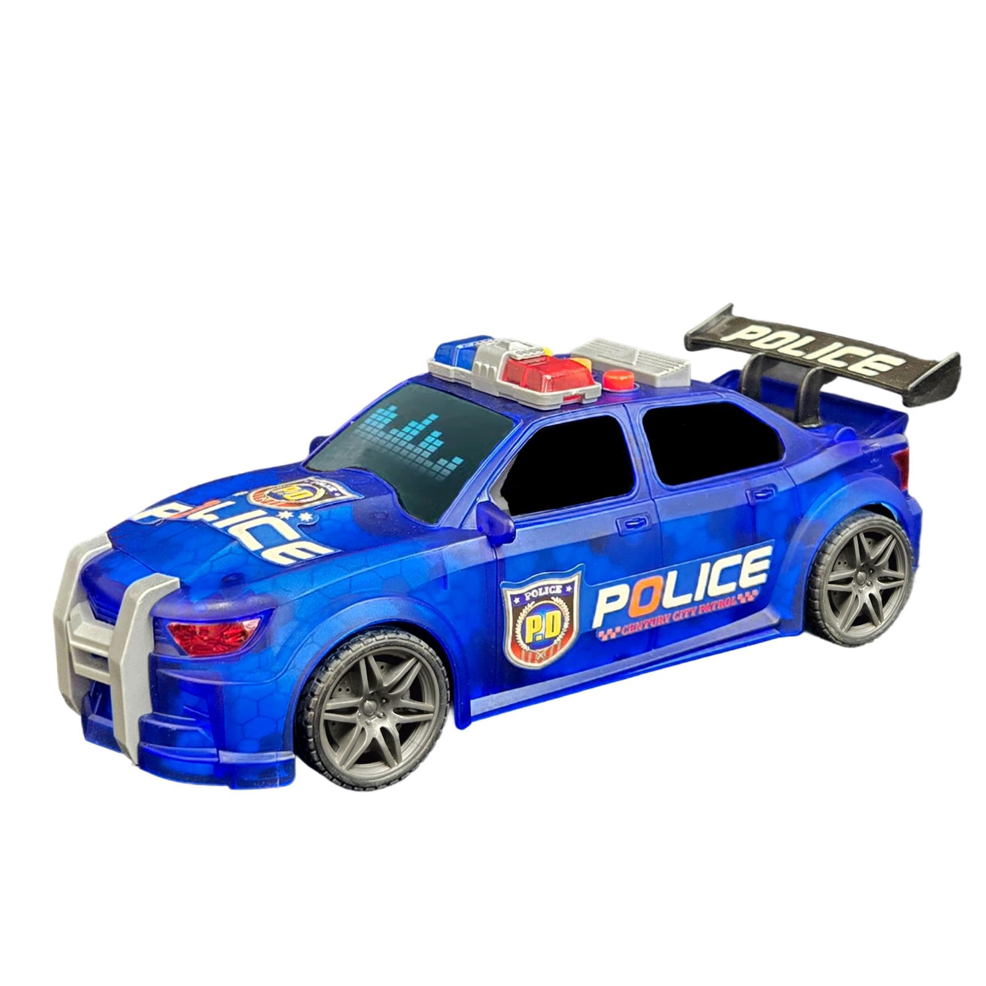 eBigValue Friction-Powered Police Toy Car Push and Go Pull-Back Car | Realistic Siren, Light, Openable Doors, Perfect for Kids Ages 3-7, Christmas Birthday Party Gift for Boys and Girls