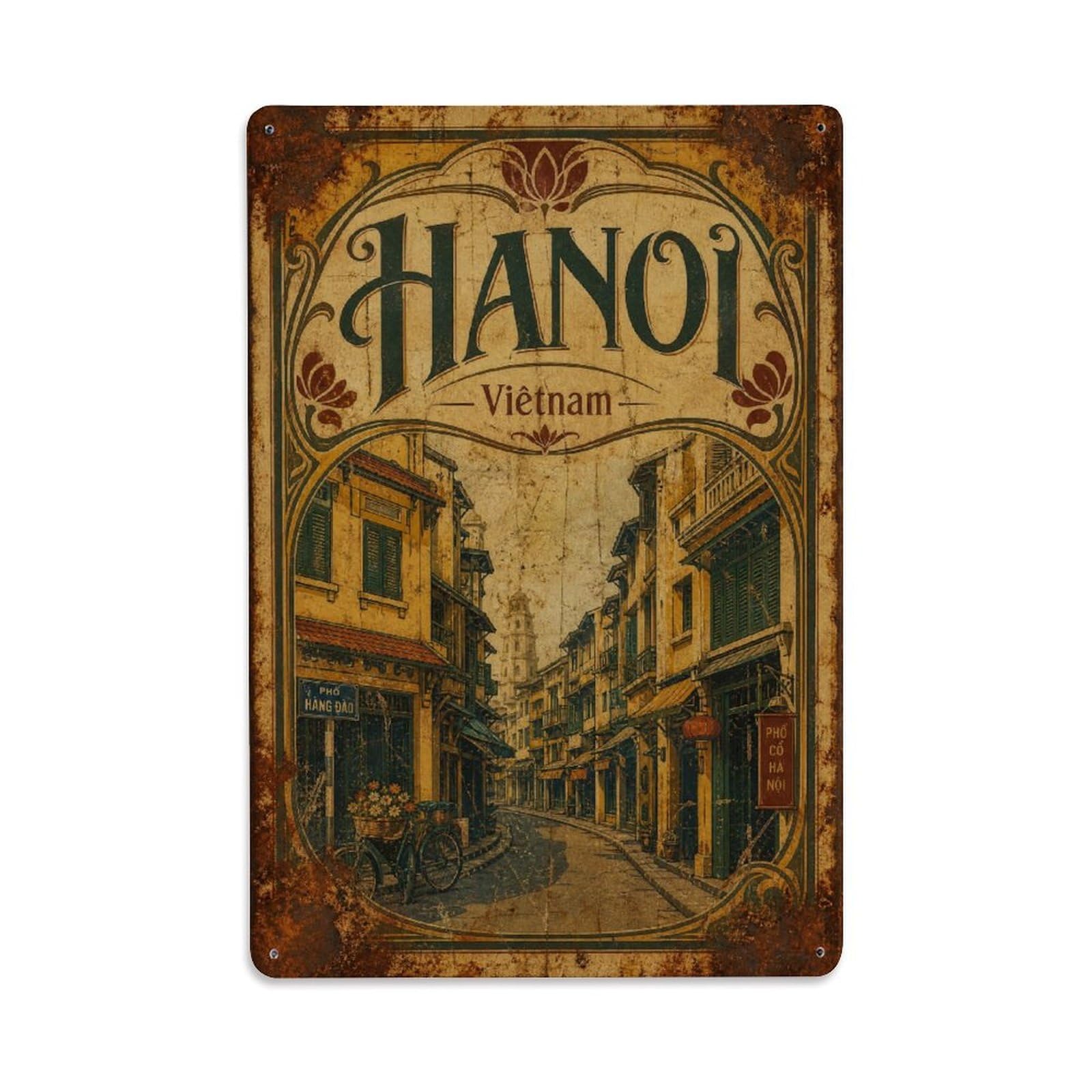 Hanoi Vietnam Historic Old Quarter Streets Town Travel Metal Tin Sign
