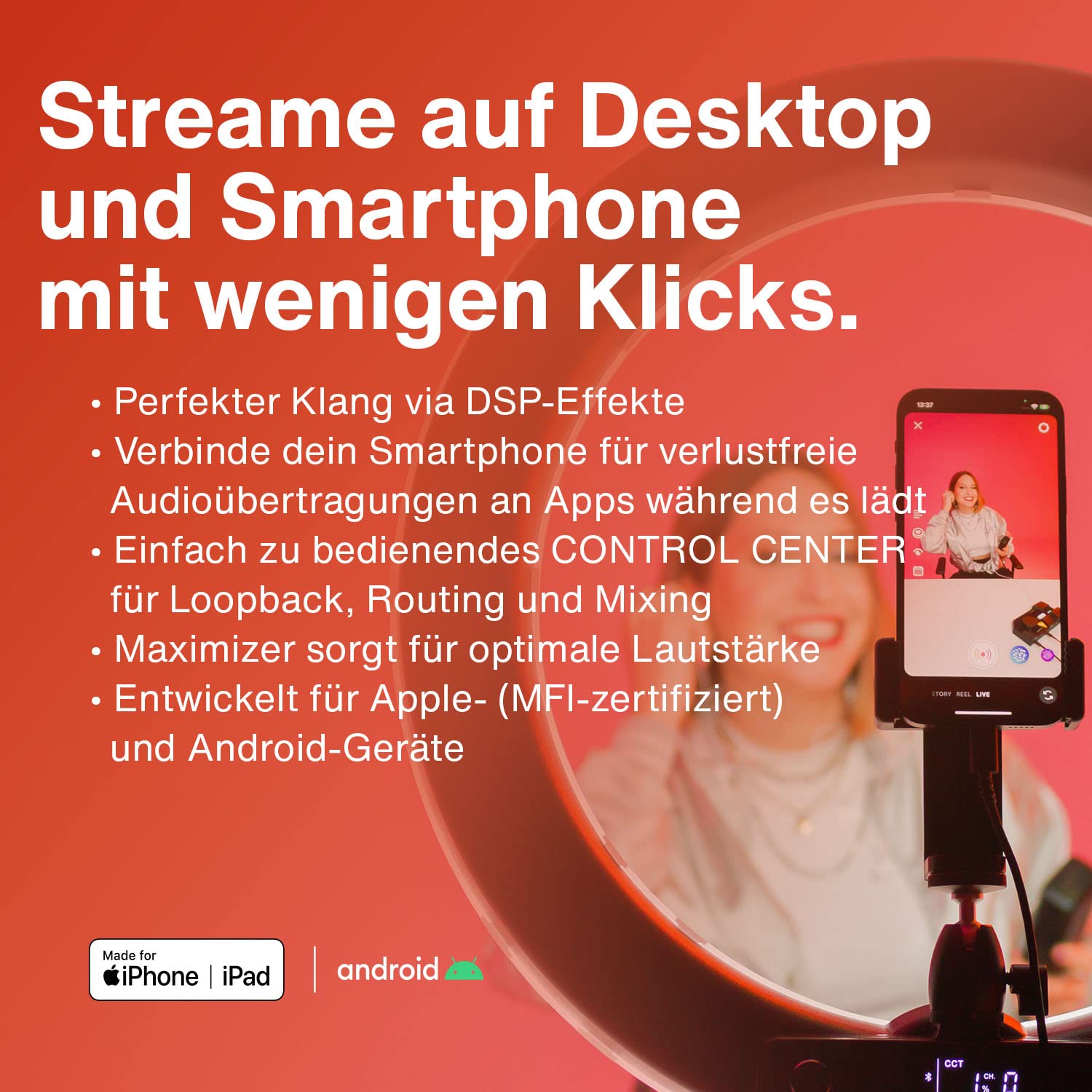 CONNECT 6 Dual USB-C Audio Interface para grabación, podcasts y streaming con calidad de sonido Studio | para producción de contenido y grabación en casa, incluye licencia para software