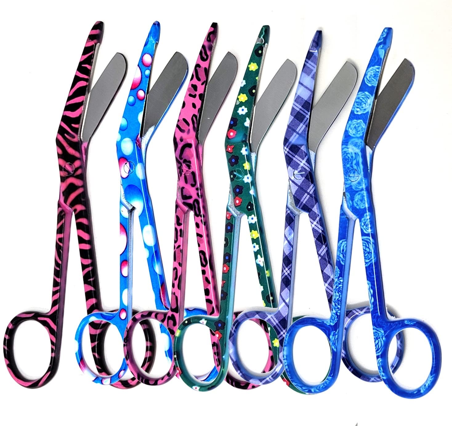 Set of 6 Assorted Pattern Nurse Doctor EMT Lister Bandage Scissors 5.5