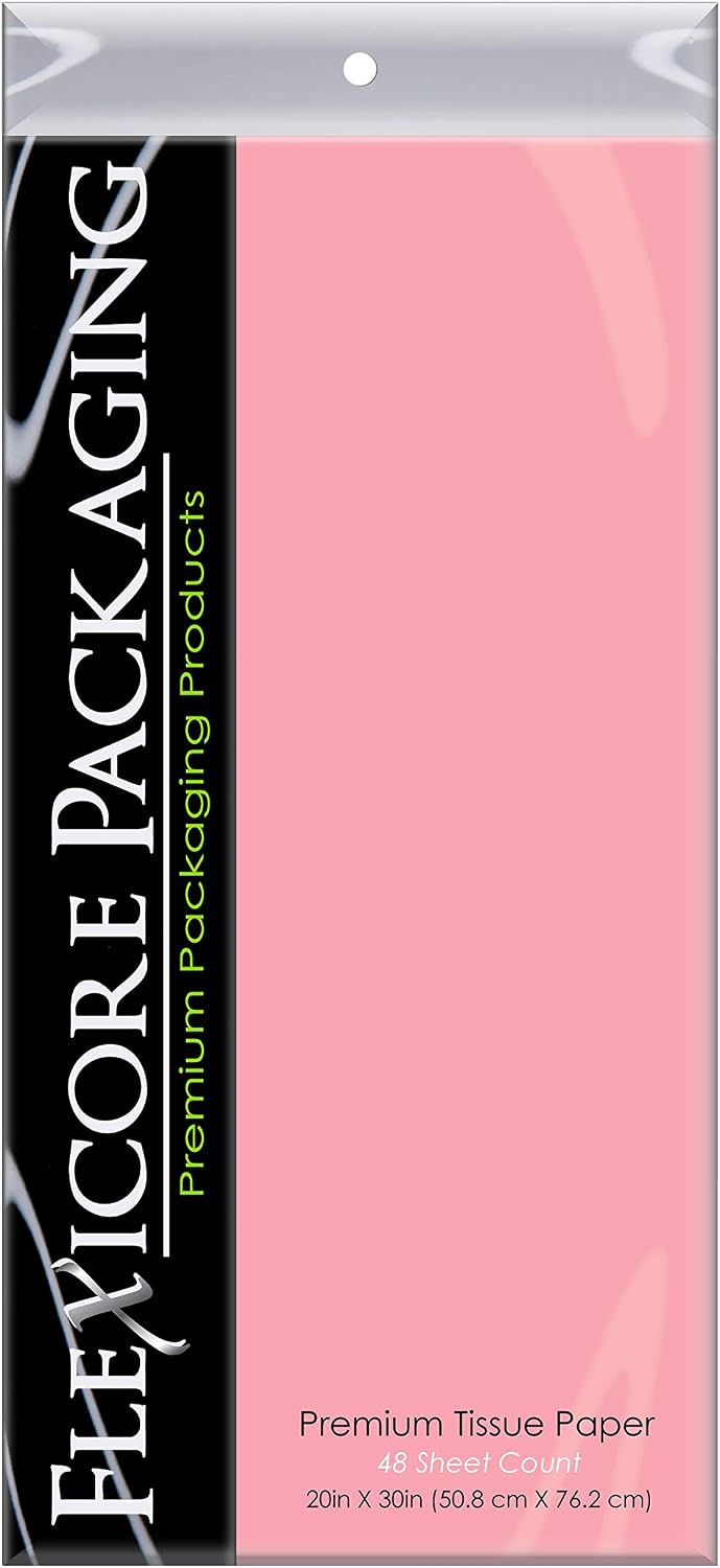 Flexicore Packaging Light Pink Gift Wrap Tissue Paper Size: 20 Inch X 30 Inch | Count: 48 Sheets | Color: Hot Pink image 2
