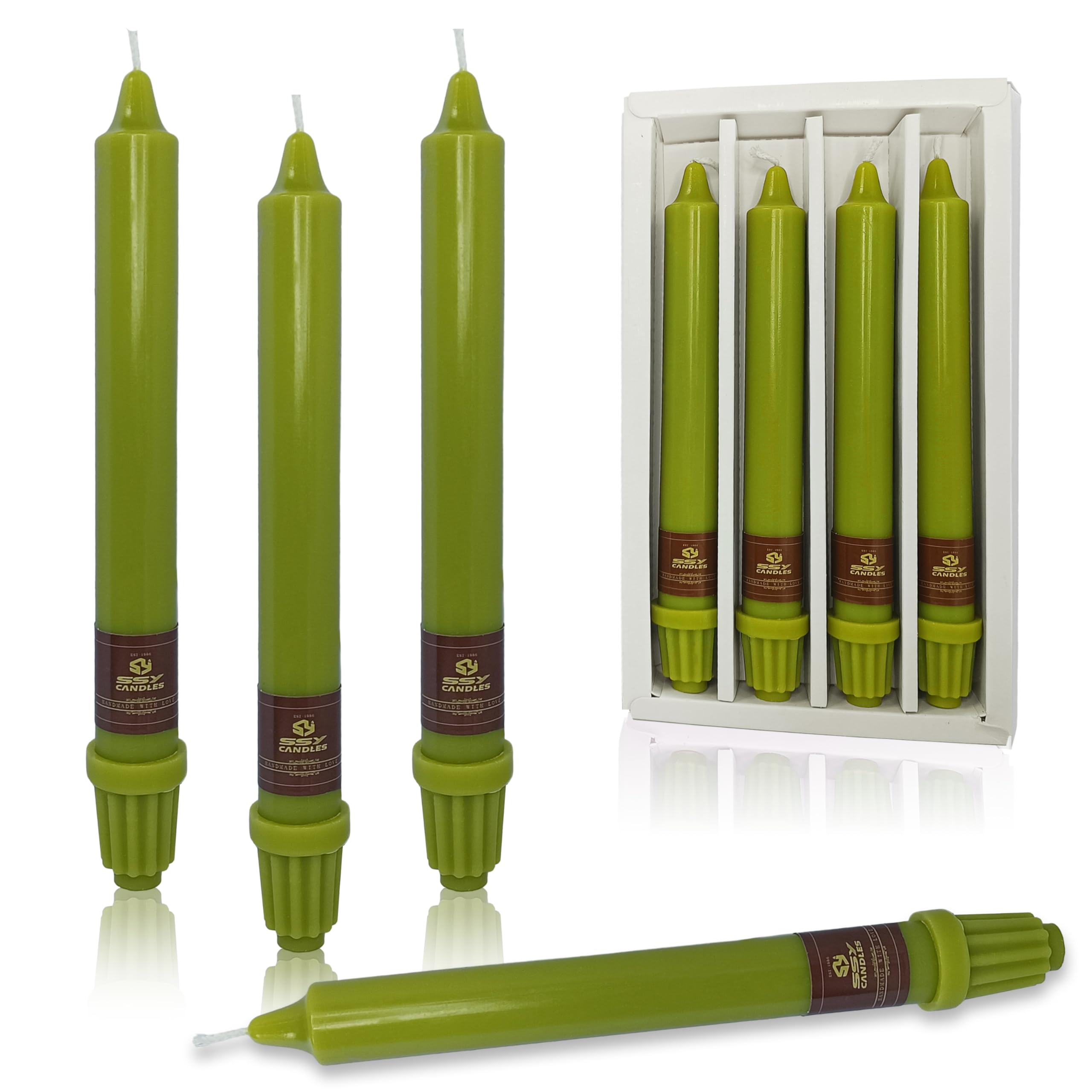 XINAOBAOLUO Taper Candle Dinner Candlesticks Green Candle Stick Unscented Tapered Candles Smokeless Candles for Home Décor Weddings Festive Seasons Holiday