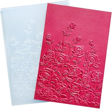 NZJ 3D Texured Spring Flower Rose Bloom Plastic Embossing Folders for Card Making Scrapbooking and Other Paper Crafts