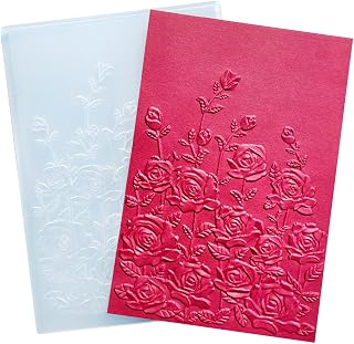 NZJ 3D Texured Spring Flower Rose Bloom Plastic Embossing Folders for Card Making Scrapbooking and Other Paper Crafts