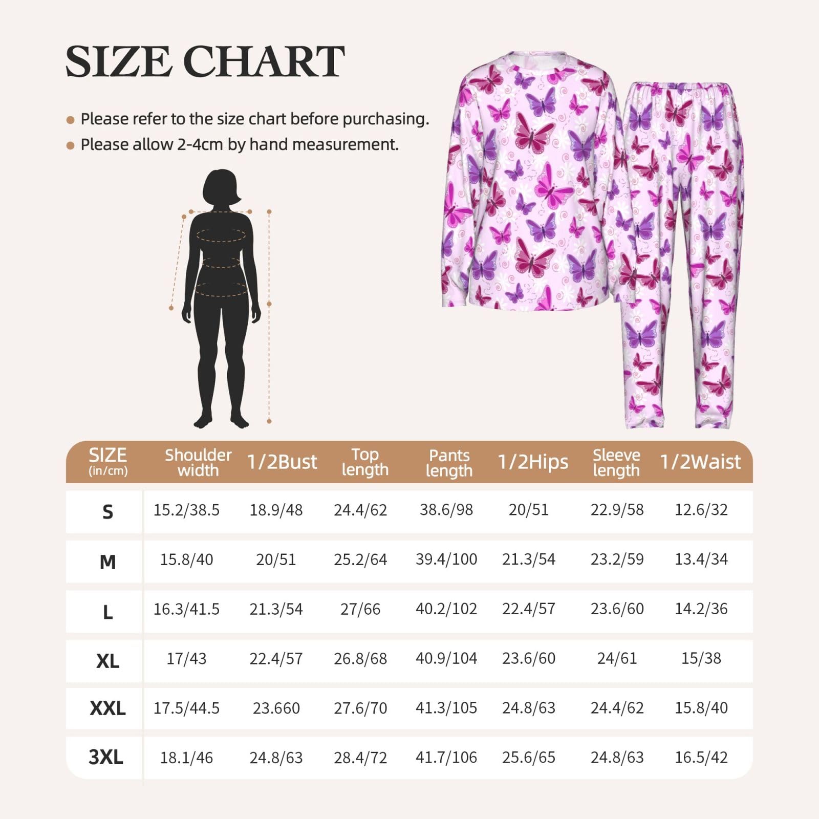 Pigiama da donna a maniche lunghe con stampa a farfalla rosa per vacanze, yoga, uscite casual, comodo regalo