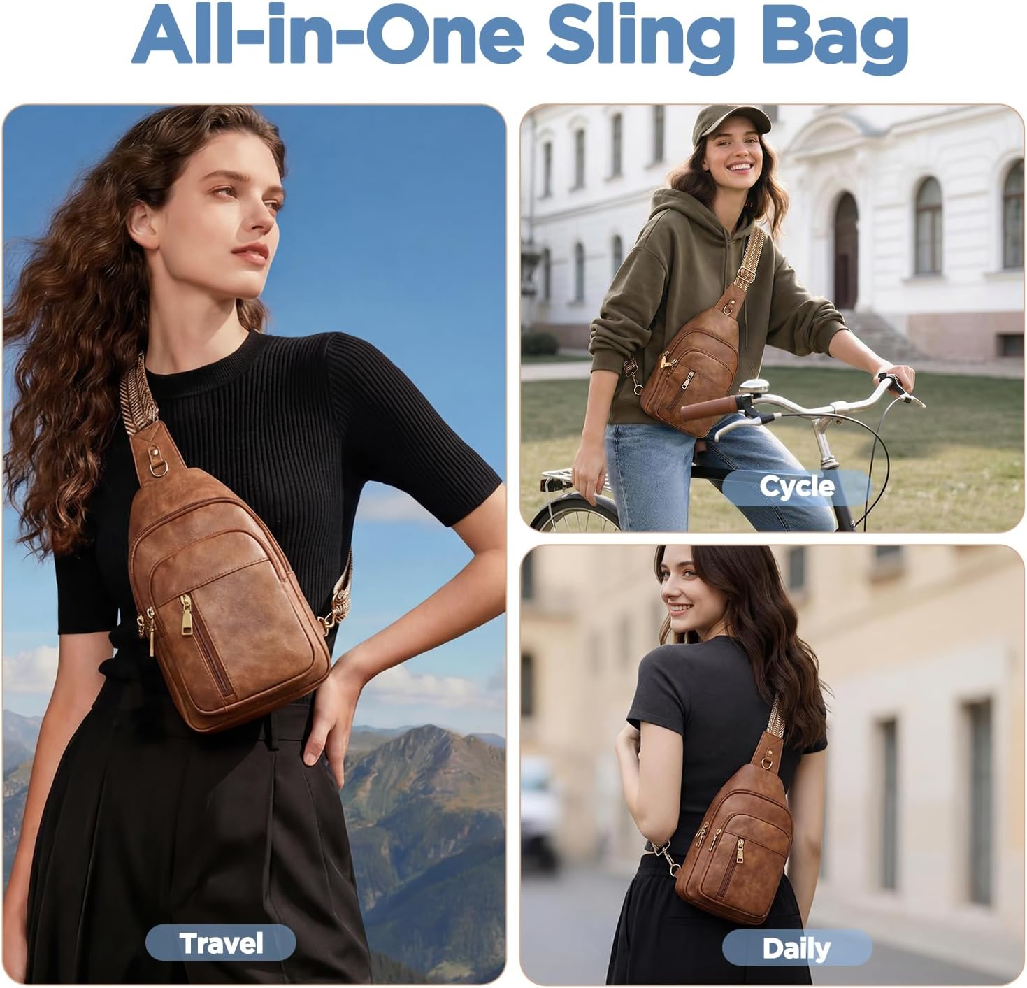 Anti Theft Crossbody Bags for Women RFID Sling Bag, Vegan Leather Cross Body Travel Purse for Women Men