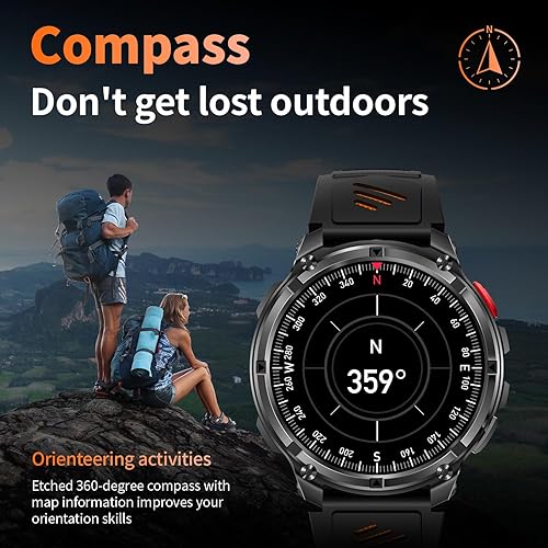 Miniatura 3 de Reloj inteligente para hombre para teléfonos Android y iPhone, relojes inteligentes deportivos militares para hombres, reloj de seguimiento de