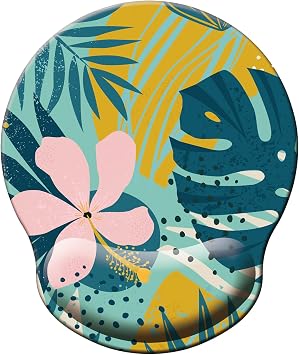 Mouse Pad with Wrist Support, Ergonomic Mouse Pad with Memory Foam Wrist Rest Cushion, Non-Slip Rubber Base Gaming Mice Pad for Home Office Computer Laptop, Petal