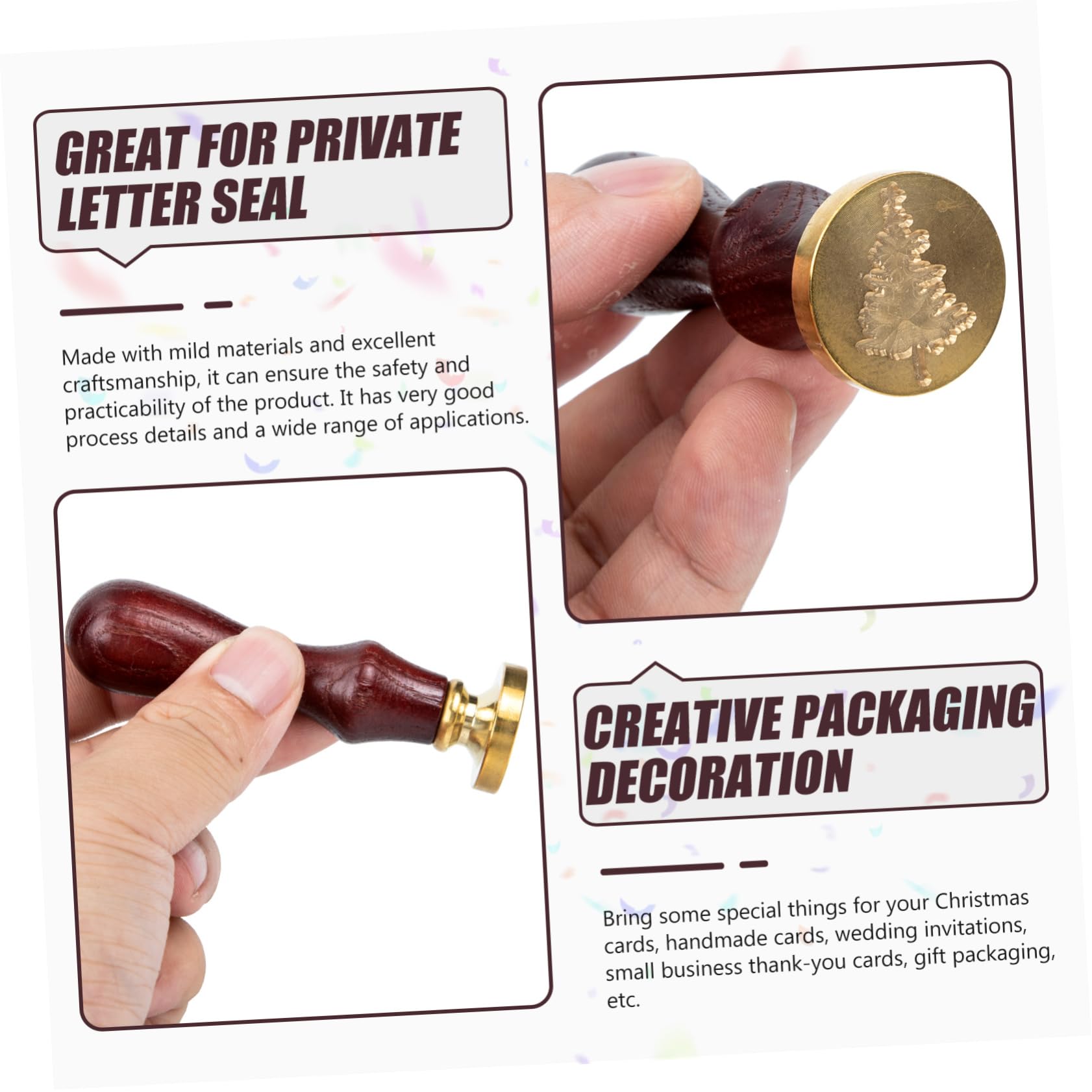 VILLCASE 5sätze Weihnachts Siegelstempel Mit Abnehmbarem Kopf Holzgriff Und Kupferkopf Teiliges Für Einladungen Und Scrapbooking Romantisches Dekorationswerkzeug
