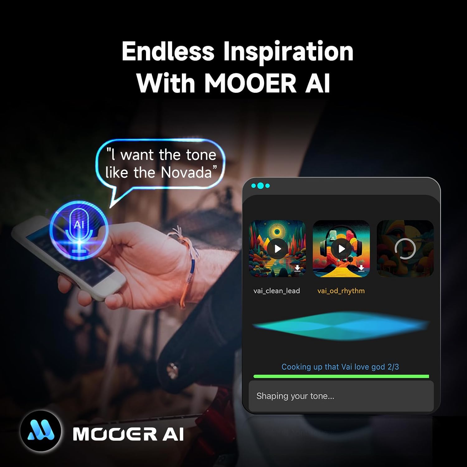 MOOER F15i AI Smart Guitar Amp Touch Screen 15W With Effects Application, 6 Hours Playtime, 55 Amp Models, 66 Effects Types, Loop/Drum Machine/Mod/Reverb/Delay, OTC Record For Electric Guitar And Bass - Image 3