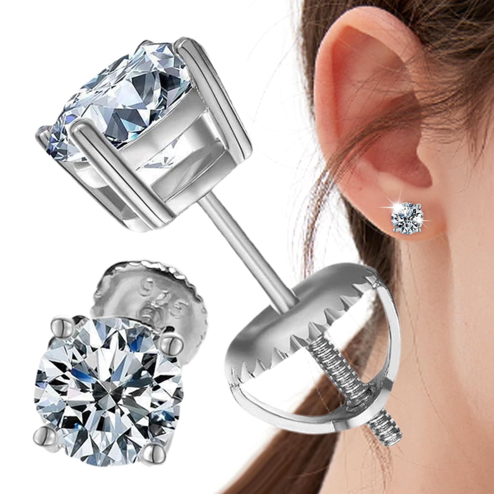 Pendientes Botón para Mujer 1 Par de Joyas Elegantes de 2 quilates