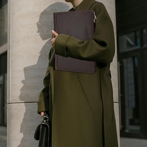 Miniatura 9 de Cartera de cuero genuino, tamaño legal de 8.5 x 14 pulgadas, soporte para bloc de notas de negocios para hombres y mujeres, organizador de