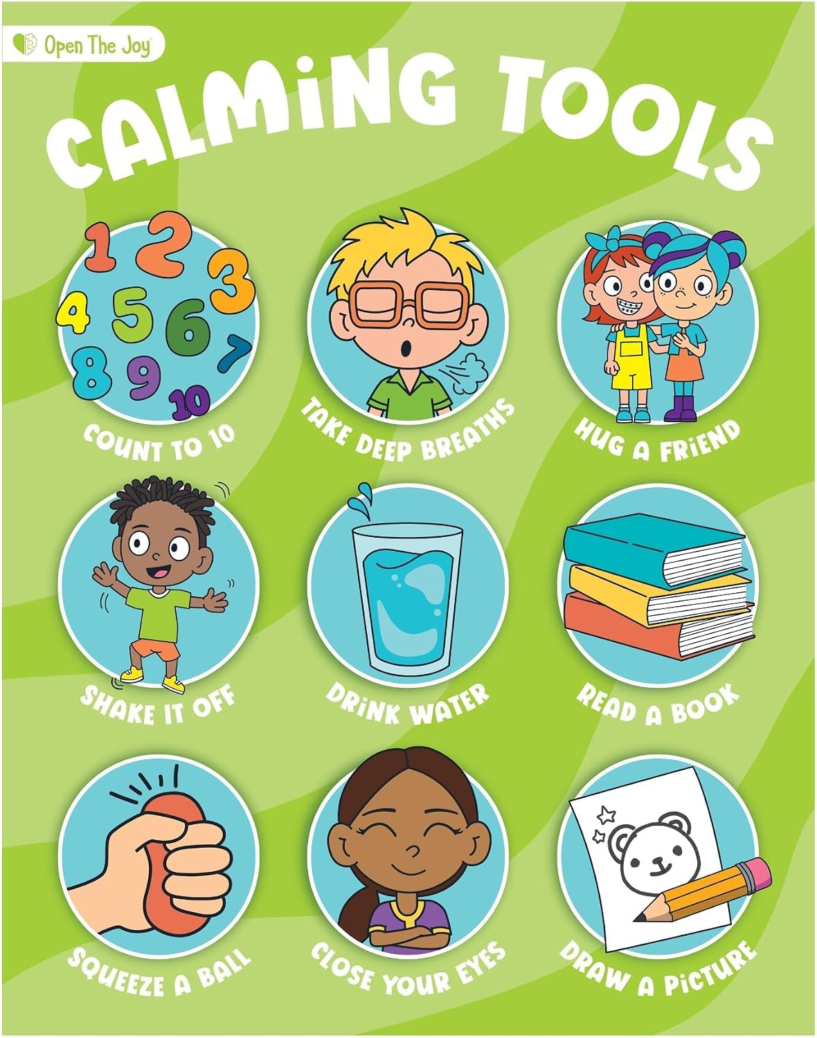 Open The Joy Calming Corner Poster Pack, Mindfulness Visuals for Kids Ages 2+