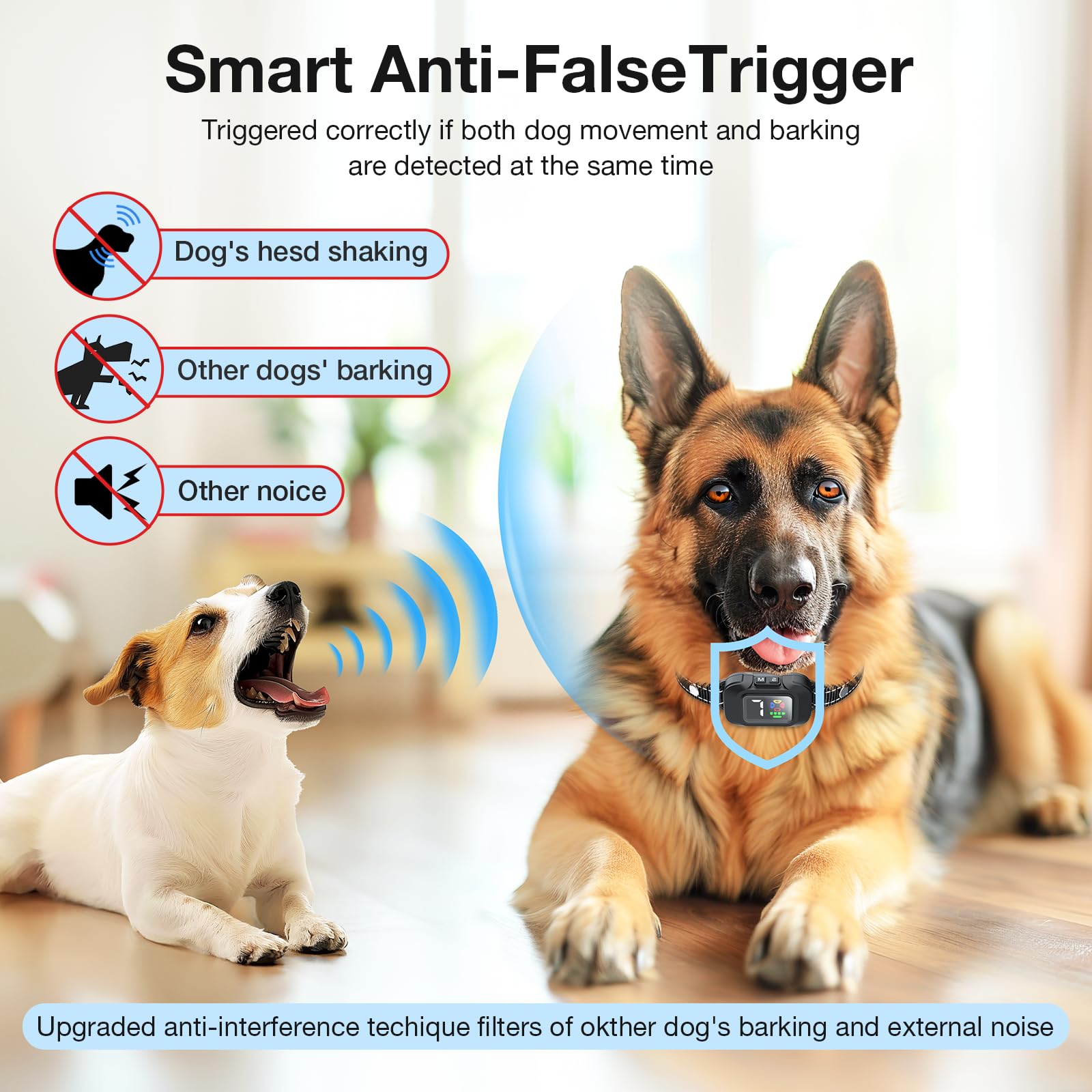 Anti Bark Collars for Dogs,Rechargeable Dog Barking Collar,Beep & Vibration & Ultrasonic,7 Adjustable Sensitivity,Smart Trigger and Protection,Quick Charge,Fits Small Medium Large Dogs - Image 3
