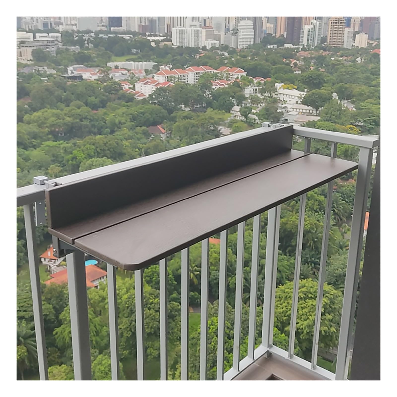 Generisch Klappbarer Balkontisch zur Geländermontage - Wandmontierter Beistelltisch für den Außenbereich, robust und sonnenbeständig, multifunktionales Terrassenaccessoire (60 x 27 cm)