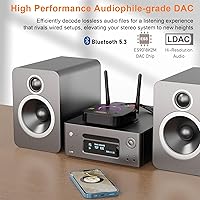 Vista 4 de 1Mii B06Ultra Bluetooth 5.3 Receiver with LDAC for Hi-Res Wireless Audio, HiFi Bluetooth Audio Adapter w/Audiophile DAC, 3D Surround aptX HD Low