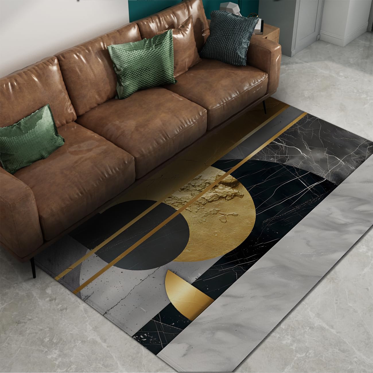 Tapis noir et gris lavable 80x150cm pour salon et entrée de chambre