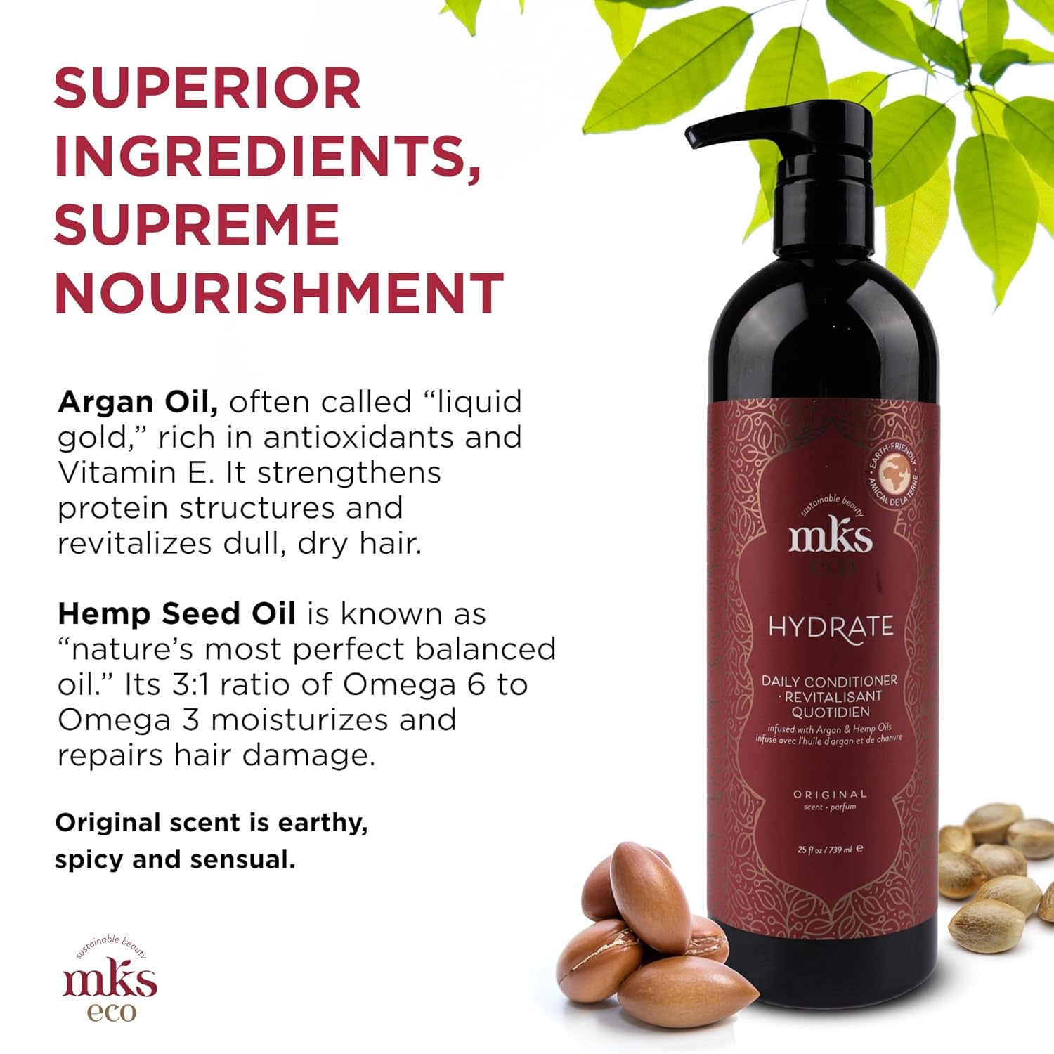 Earthly Body MKS eco Hydrate Conditioner - Nourish & Moisturize Hair, Protect Against Breakage - Moroccan Argan Oil, Hemp Seed Oil - Vegan, Cruelty Free - Image 4