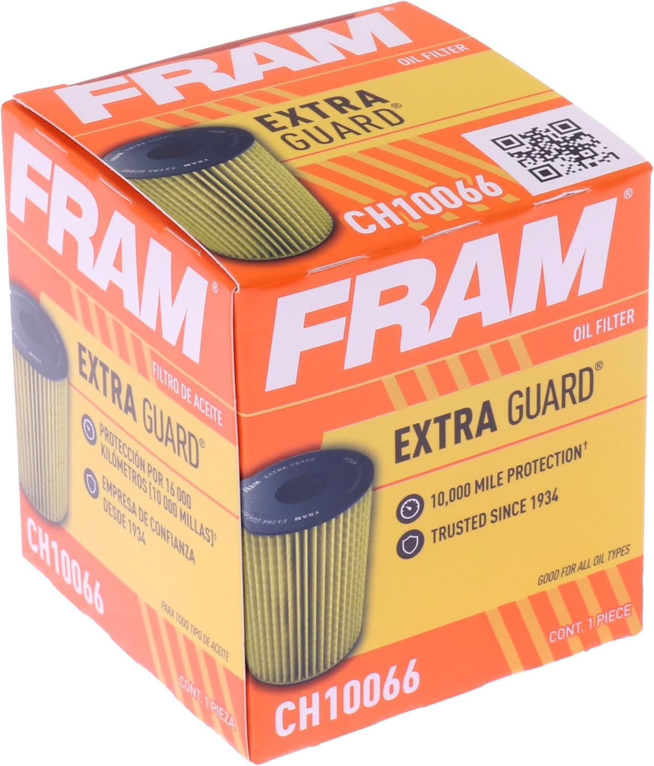 FRAM Extra Guard CH10066, 10K Mile Change Automotive Replacement Interval Cartridge Engine Oil Filter for Select Vehicle Models (Pack of 6)