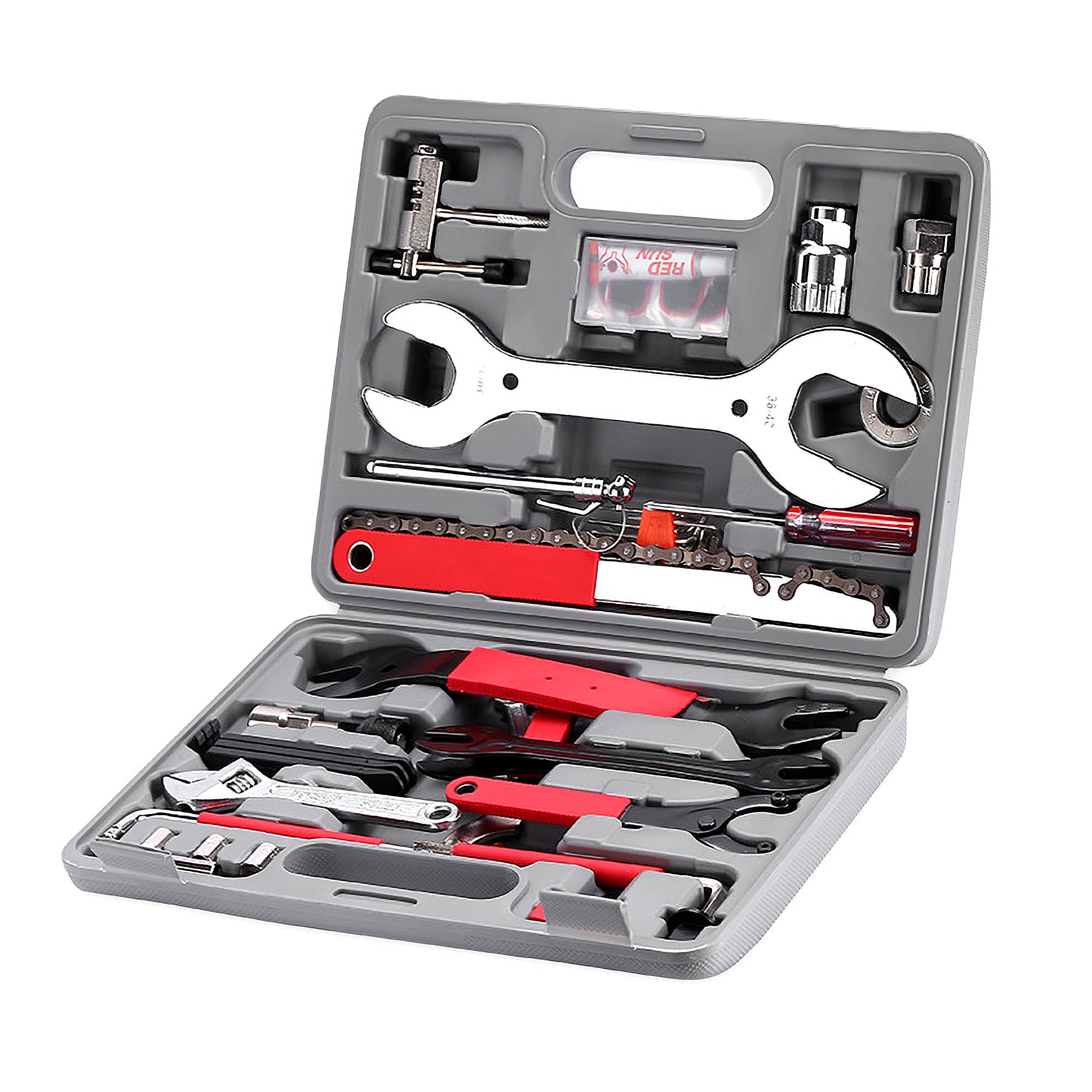 POLEEJIEK 44pcs Professional Bike Repair Tool Kit with Bike Bag, Quality Bicycle Maintenance Tool Set for Mountain Bike Road Bike Electric Bike Maintenance with Bicycle Tool Bag