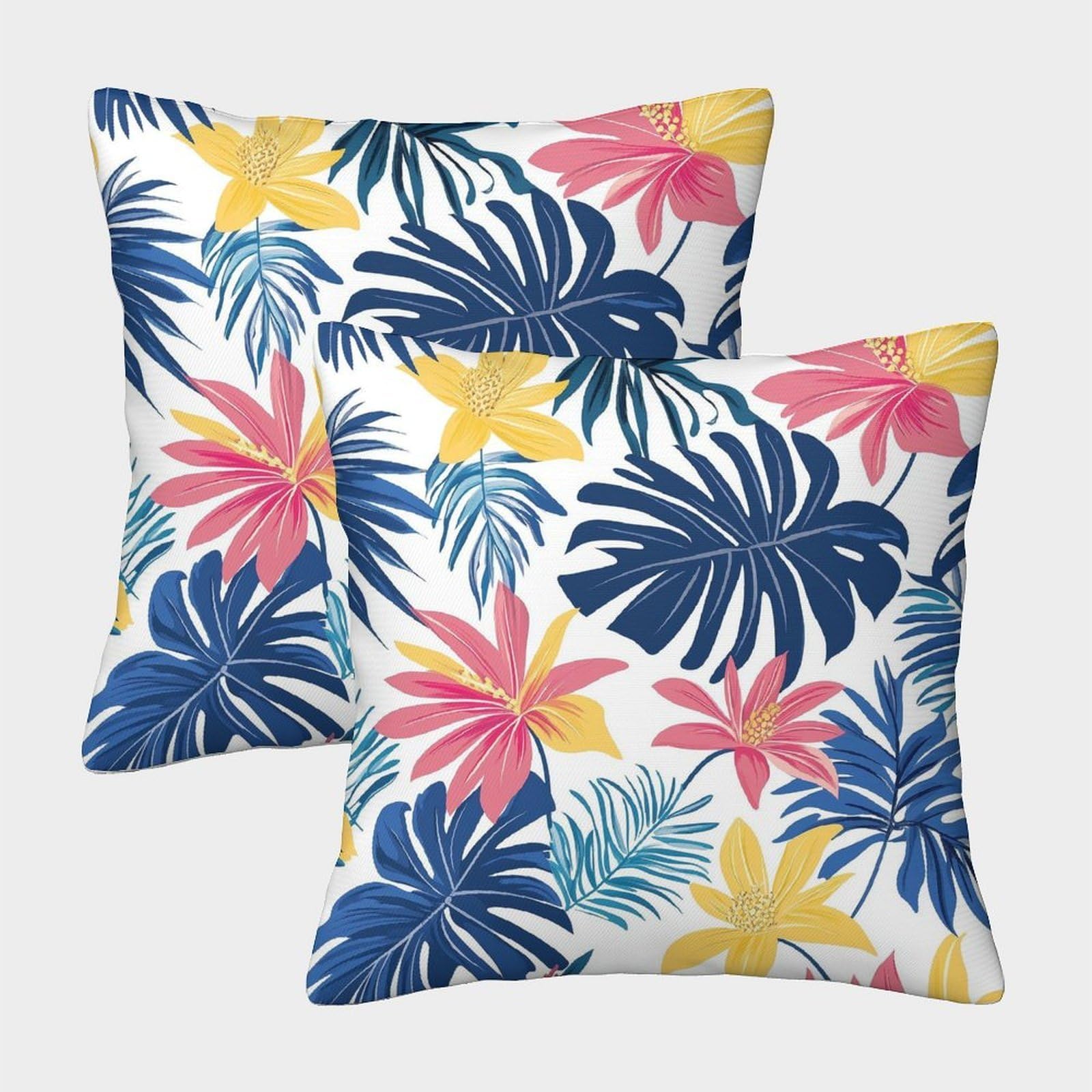 kaiyun 2 Pack White Background,Tropical Leaves 3D Image Printed Single-sided Cushion Cover 50x50cm