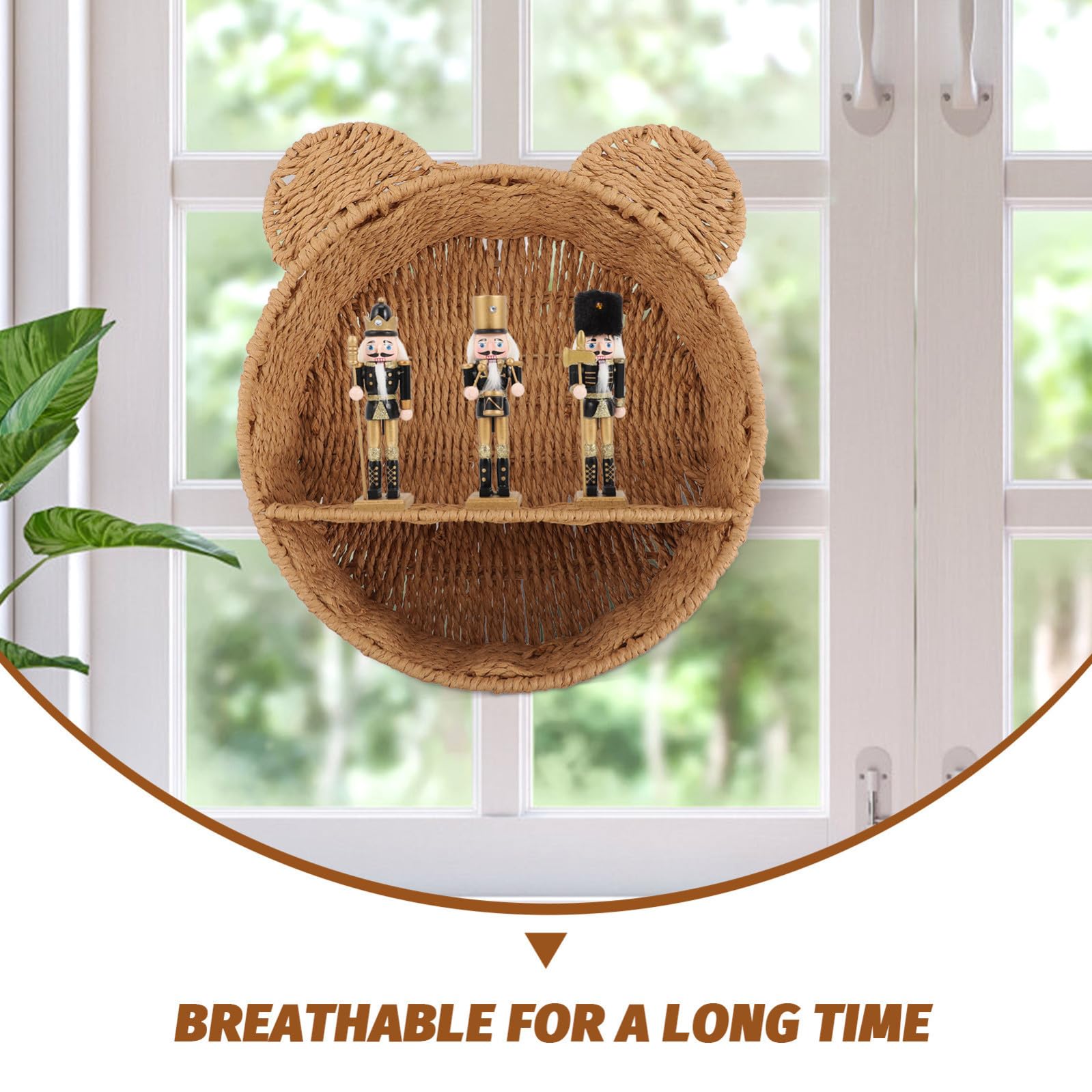 UKCOCO Mensola Organizer Decorativo a Forma di Gatto Intrecciata da in Ferro e Corda di Carta e Portaoggetti per Cucina e Domestico