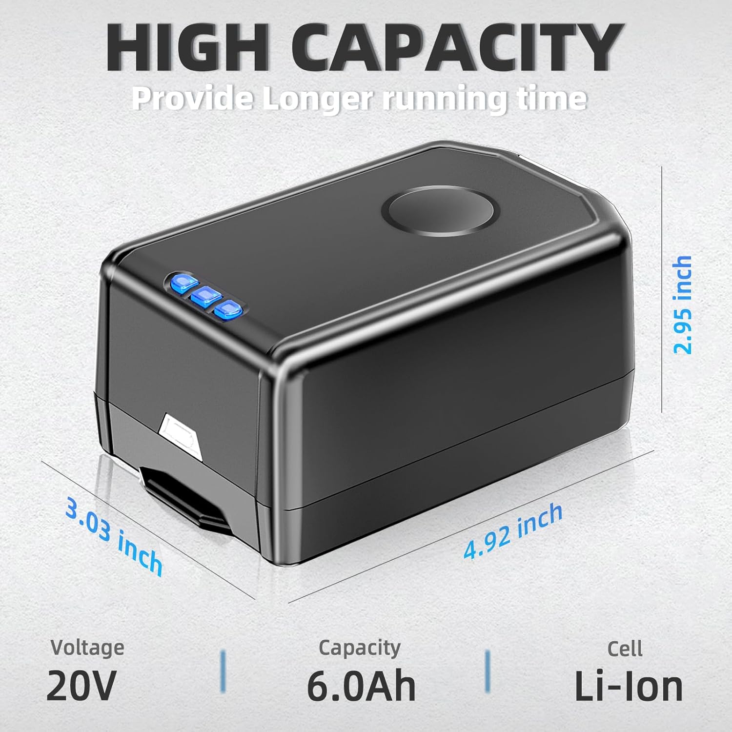 20V 6.0Ah Replacement Battery for Hoover 20-Volt Hoover Air Vacuum Cleaner Lithium Ion Battery BH03120PC BH03100PC BH03100 BH50150 BH51120 BH52100PC BH55100