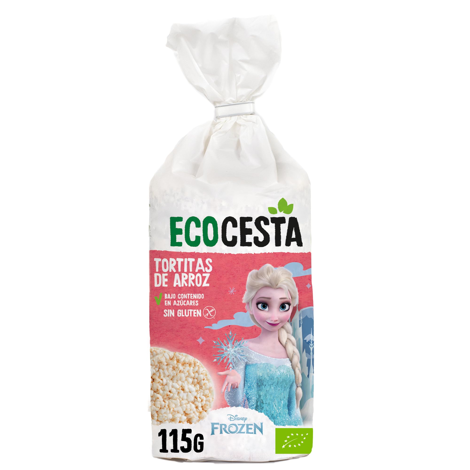 ECOCESTA MEJOR CADA DIA - Edición Limitada Disney - Pack de 12 Unidades de 115 g de Tortitas Ecológicas de Arroz Integral - Sin Azúcar Añadido y Sin Gluten - Aptas para Veganos