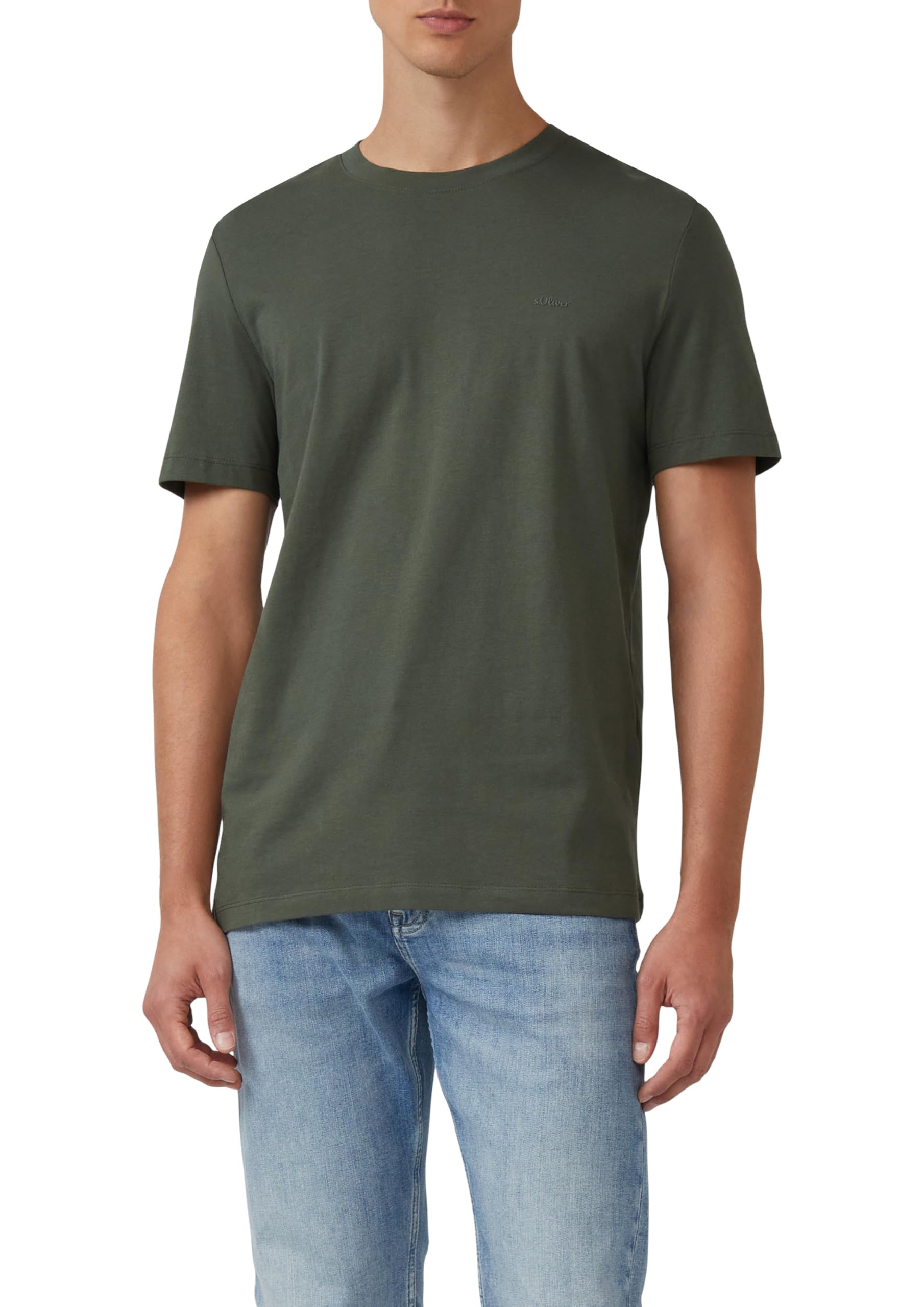 s.Oliver Men's Kurzarm Regular Fit T-Shirt, Olive, L