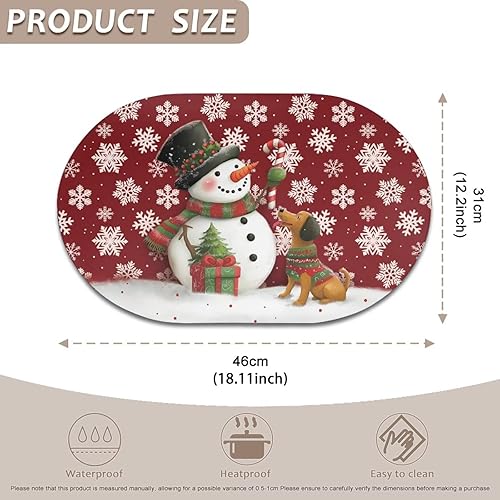 Miniatura 120 de Heat Resistant Placemats Oval Placemats Set of 6 Leather Washable and Wipeable Non Slip Place Mats, Waterproof Modern Dining Table Mats, Oval Floral