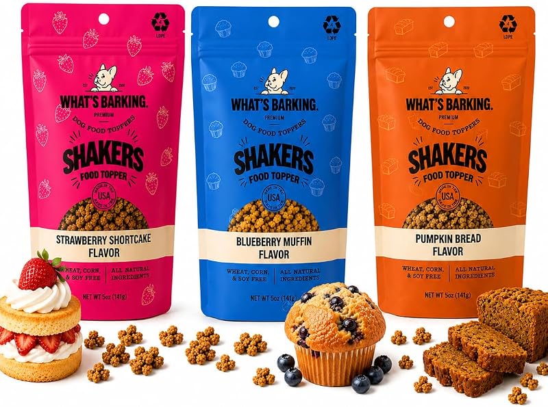 Complemento para Ração de Cães What's Barking Shakers com 3 Sabores