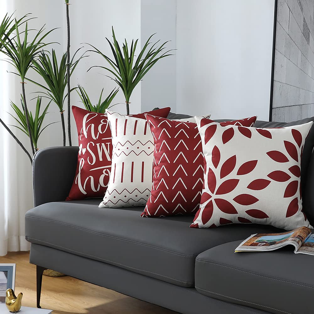 LIANNAO 4 Pack Copricuscini Decorativi Modello Geometrico Gettare Cuscino Caso Quadrate Federa per Cuscino,per Divano Casa Soggiorno Camera da Letto Decorazione per Interni 60X60cm Blu