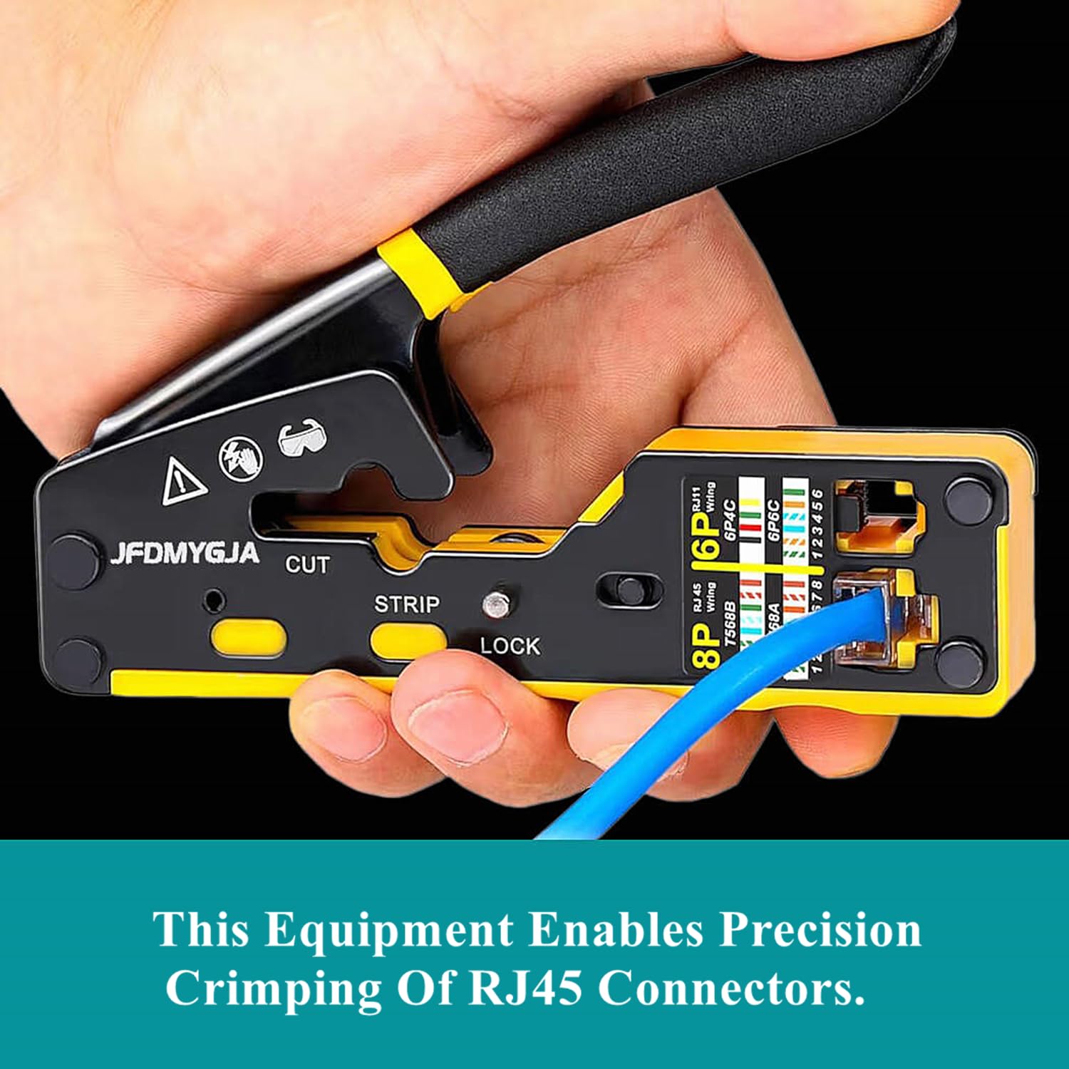 RJ45 Crimp Tool Kit Pass Through, Ethernet Crimper Cat6 Cat5e Cat5 | Ethernet-Crimpzange mit Netzwerkkabeltester, RJ45 Pass Through Steckverbinder, Abisolierzange