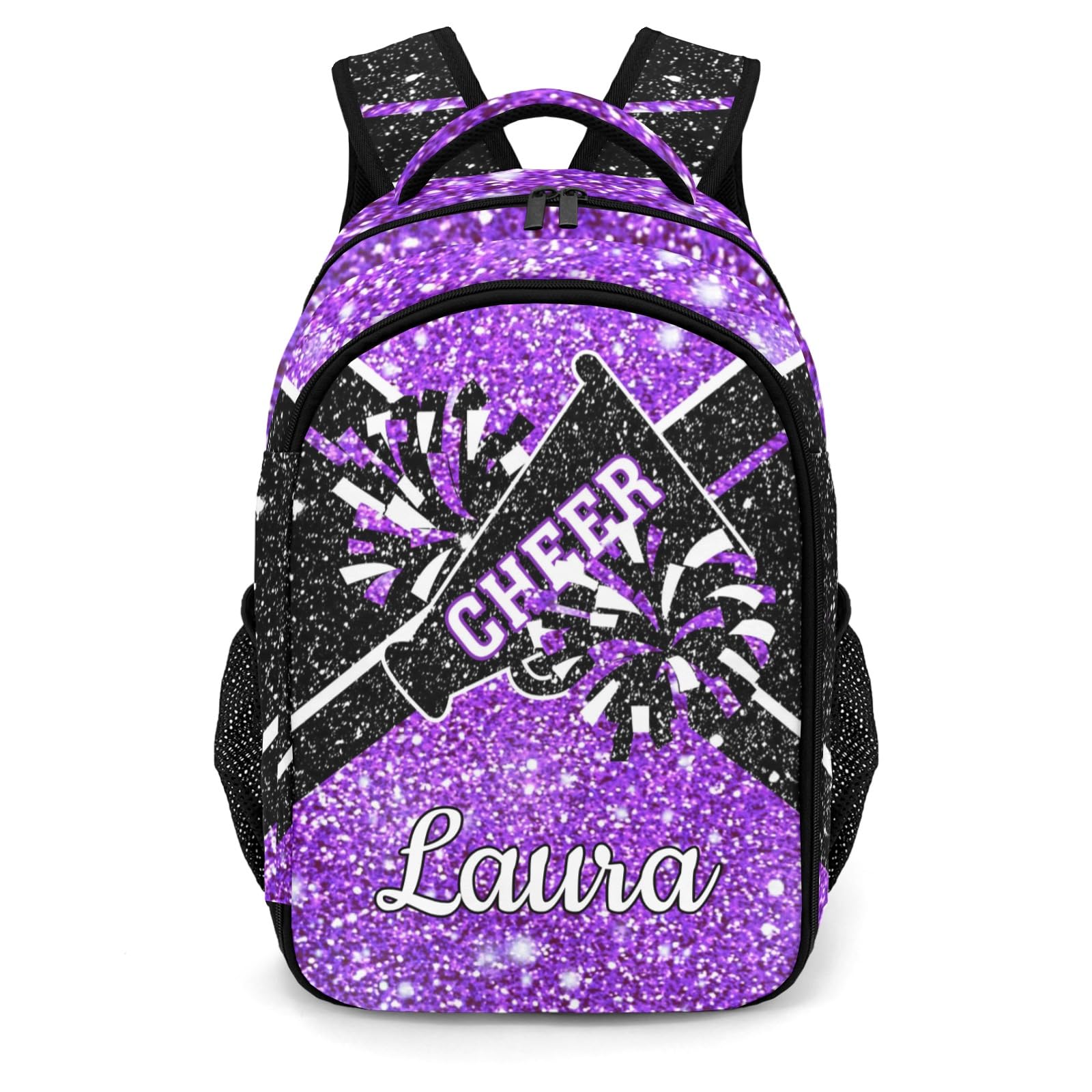 Ronxzas Cheer Cheerleader Backpack Cheerleading Bags Custom Name Book Bag for Cheer Team Coaches Gift (Purple)