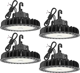 HYPERLITE LED High Bay Light | 29000LM (200W) Dimmable High Bay LED Lighting | UL Listed | 5000K Commercial Lights | US Hook Included | Alternative to 850W MH/HPS | 4-Pack