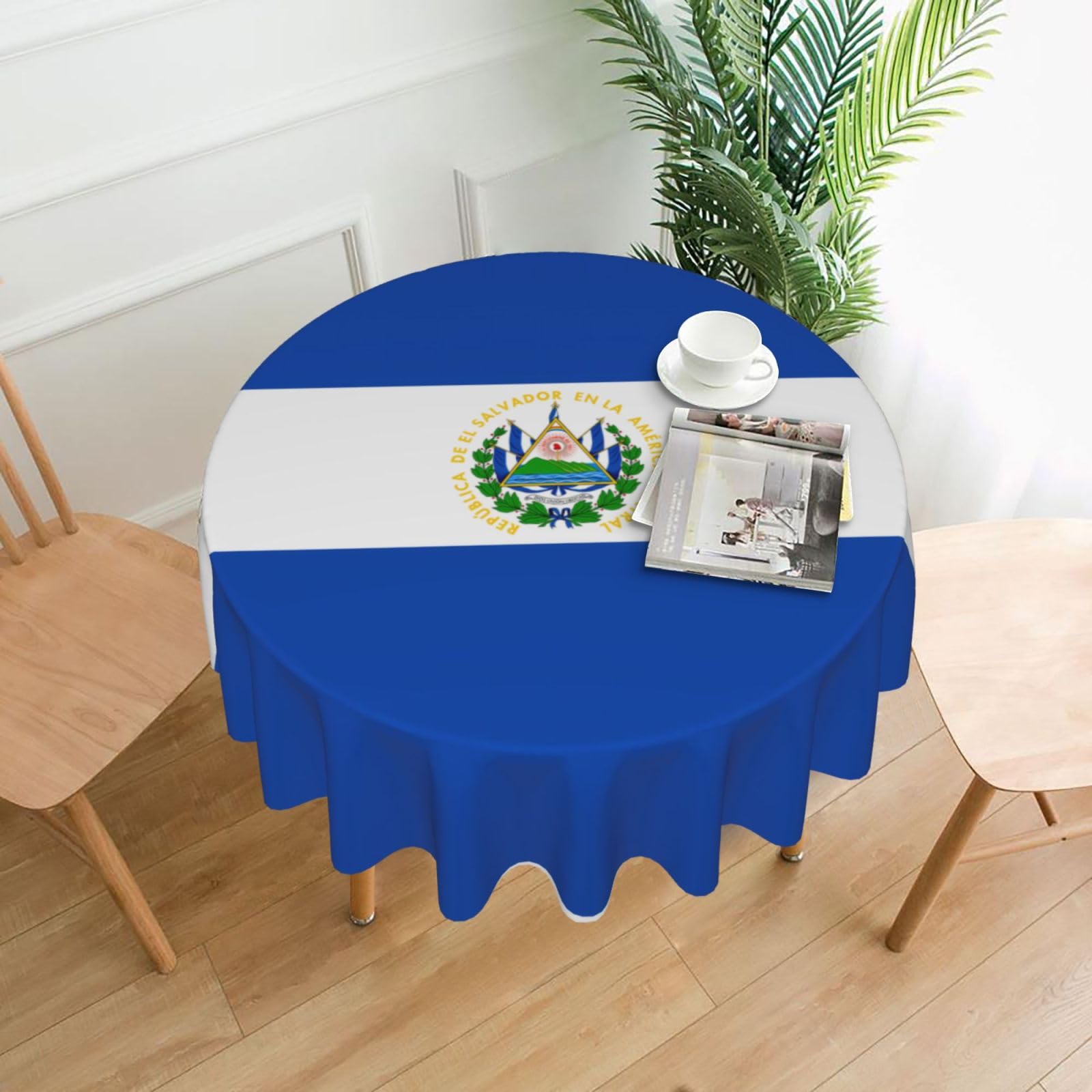 MROWYC El Salvador Printed Practical Round Tablecloth, Durable, Suitable for Home, Restaurant, Hotel, Gathering, and Decorative Table Covers