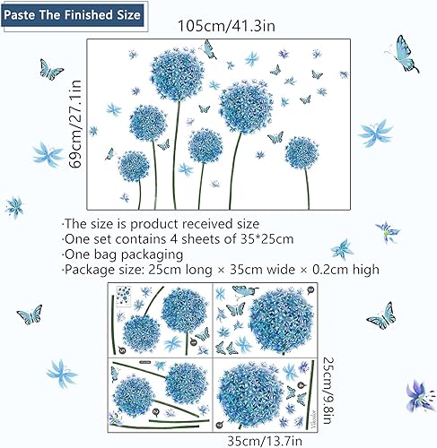 Miniatura 6 de Calcomanías de pared de flores, calcomanías de pared florales extraíbles para despegar y pegar, calcomanías de pared de flores extraíbles,