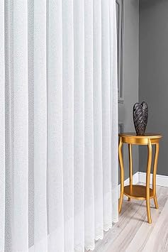 Evdepo Home Broken White Extraforated Pleated Tulle Curtain 50 x 240 cm