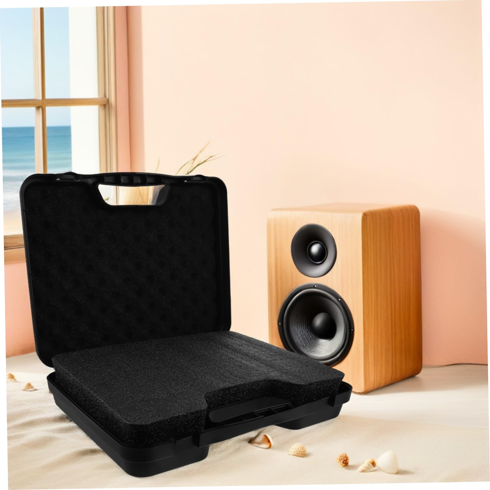 minkissy Estuche Rígido para Micrófono Grande, Caja Protectora y Resistente a Golpes, con Espuma Acolchada para Almacenamiento Seguro, Asa Portátil para Transmisiones en Directo y Viajes