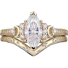 Auldey Moissanite Bridal Ring Sets for Women,Vintage Marquise/Oval/Pear Cut Engagement Ring Sets, S925 Sterling Silver Promise Anniversary Wedding Bands Valentines Day Gift