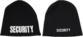 Trade Winds Security 3-D Black with White Letters Embroidered Beanie Skull Cap Hat