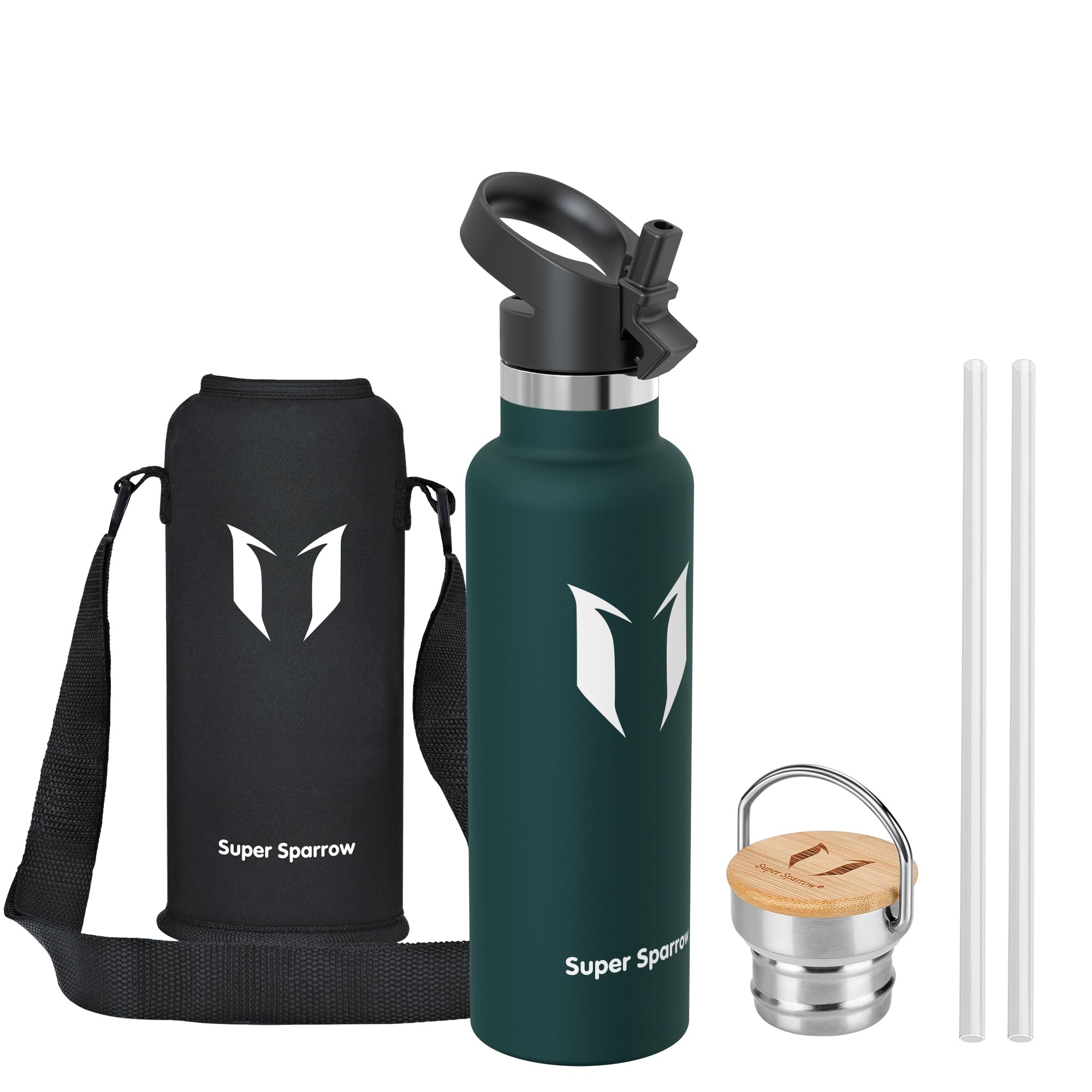 Super Sparrow Borraccia Termica - Bottiglia Termica Senza Perdite - 350ml/500ml/620ml/750ml/1L - Senza BPA Borracce Bambini - Per Scuola, Sport, Campeggio, Palestra, Ciclismo - Con 2 Tappi