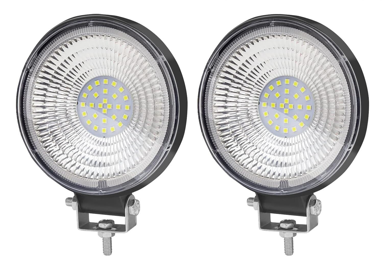 Biqing 2x Phare de Travail LED 12V, LED Barre 4.4” Projecteur Voiture Spot Flood Feux Antibrouillard 24V Feux de Travail Feux Additionnels 25000LM pour 4x4 Truck ATV Offroad Spotlight (84W)